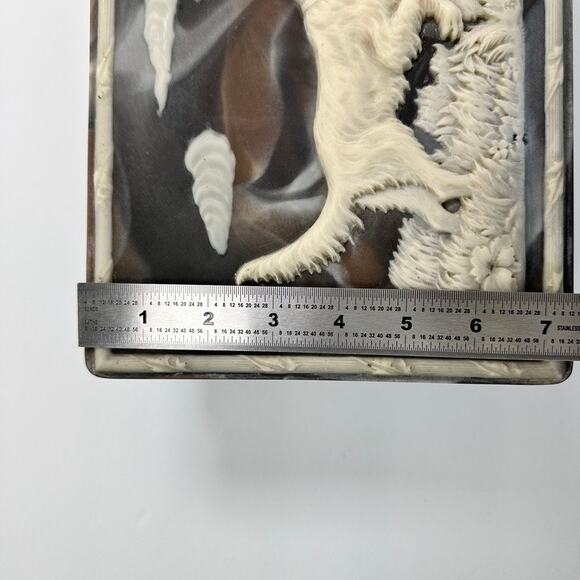 Vintage Incolay Stone Jewelry Box Hunting Dog Scene Pointer - Picture 15 of 16